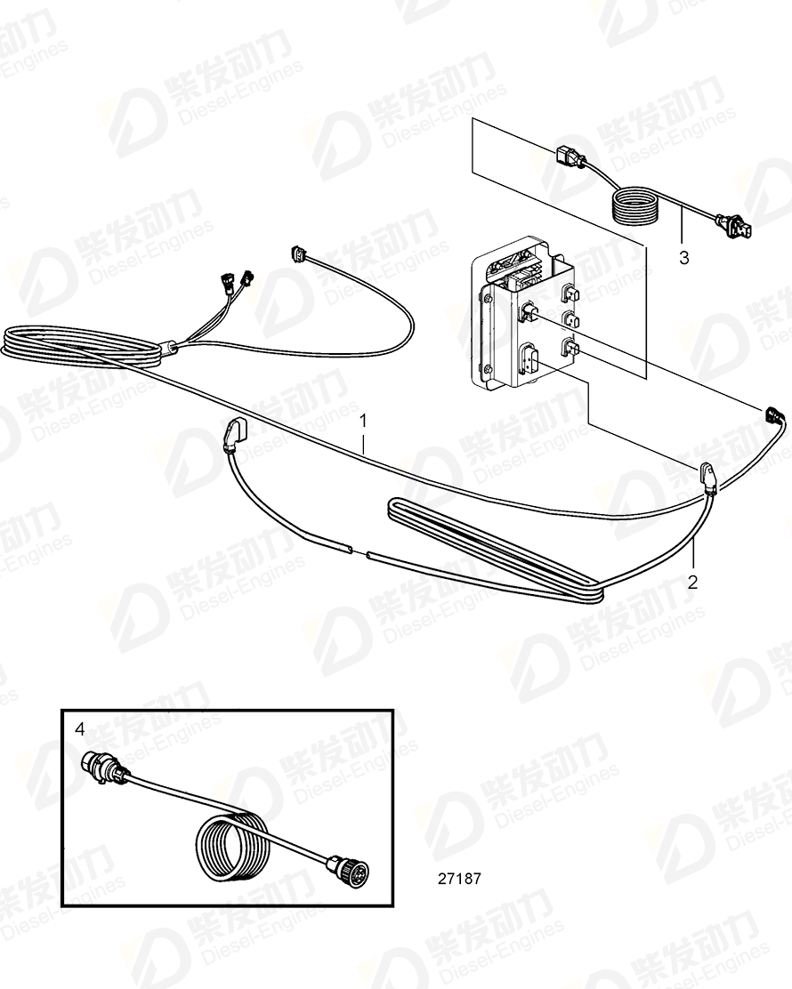 VOLVO Cable harness, extension cable 21883891 Drawing